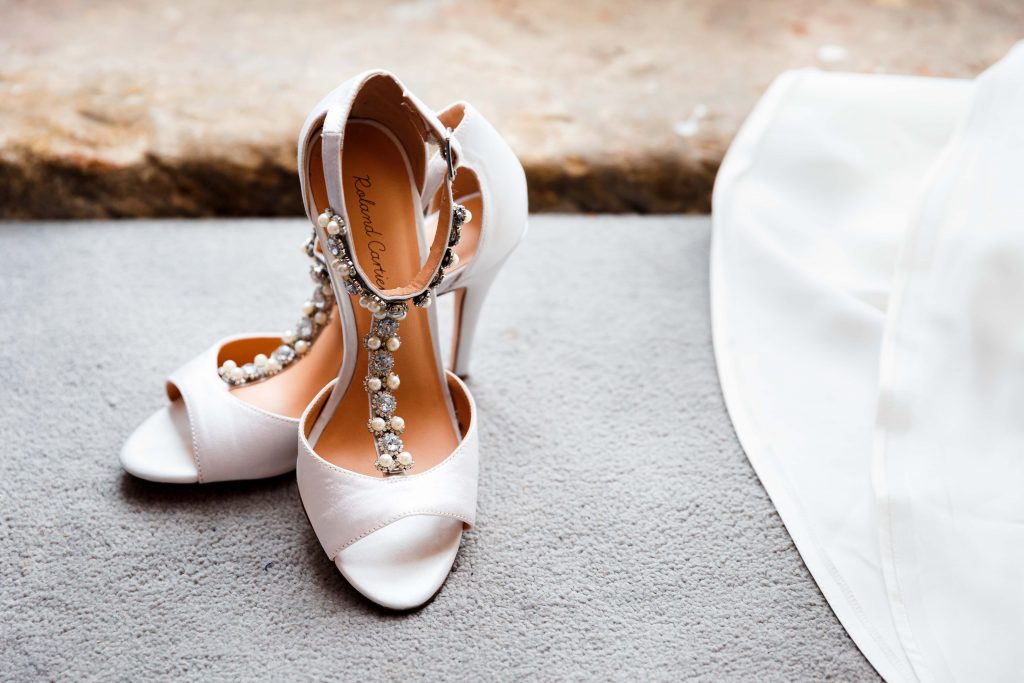 Horsley lodge wedding photography - detail shot of the brides shoes